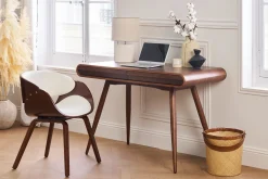 Bureau avec rangements 2 tiroirs vintage bois foncé noyer L120 cm BJORG