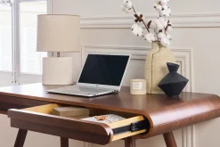 Bureau avec rangements 2 tiroirs vintage bois foncé noyer L120 cm BJORG
