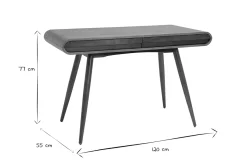 Bureau avec rangements 2 tiroirs vintage bois foncé noyer L120 cm BJORG