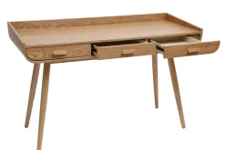Bureau avec rangements 3 tiroirs scandinave bois clair L132 cm HALLEN