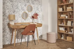 Bureau avec rangements 3 tiroirs scandinave bois clair L132 cm HALLEN