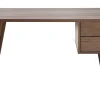 Bureau avec rangements 2 tiroirs bois foncé noyer L140 cm FIFTIES