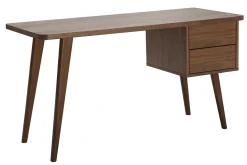 Bureau avec rangements 2 tiroirs bois foncé noyer L140 cm FIFTIES