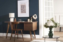 Bureau avec rangements 2 tiroirs bois foncé noyer L140 cm FIFTIES