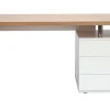Bureau avec rangements 3 tiroirs design bois clair chêne et blanc L140 cm CALIX