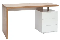 Bureau avec rangements 3 tiroirs design bois clair chêne et blanc L140 cm CALIX