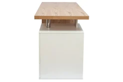 Bureau avec rangements 3 tiroirs design bois clair chêne et blanc L140 cm CALIX