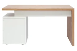 Bureau avec rangements 3 tiroirs design bois clair chêne et blanc L140 cm CALIX