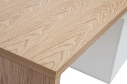 Bureau avec rangements 3 tiroirs design bois clair chêne et blanc L140 cm CALIX