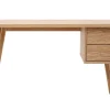 Bureau avec rangements 2 tiroirs scandinave bois clair chêne L140 cm FIFTIES