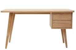 Bureau avec rangements 2 tiroirs scandinave bois clair chêne L140 cm FIFTIES