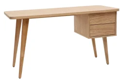 Bureau avec rangements 2 tiroirs scandinave bois clair chêne L140 cm FIFTIES