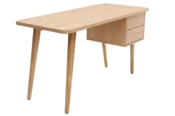 Bureau avec rangements 2 tiroirs scandinave bois clair chêne L140 cm FIFTIES