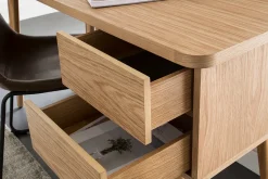 Bureau avec rangements 2 tiroirs scandinave bois clair chêne L140 cm FIFTIES