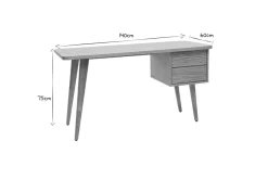Bureau avec rangements 2 tiroirs scandinave bois clair chêne L140 cm FIFTIES