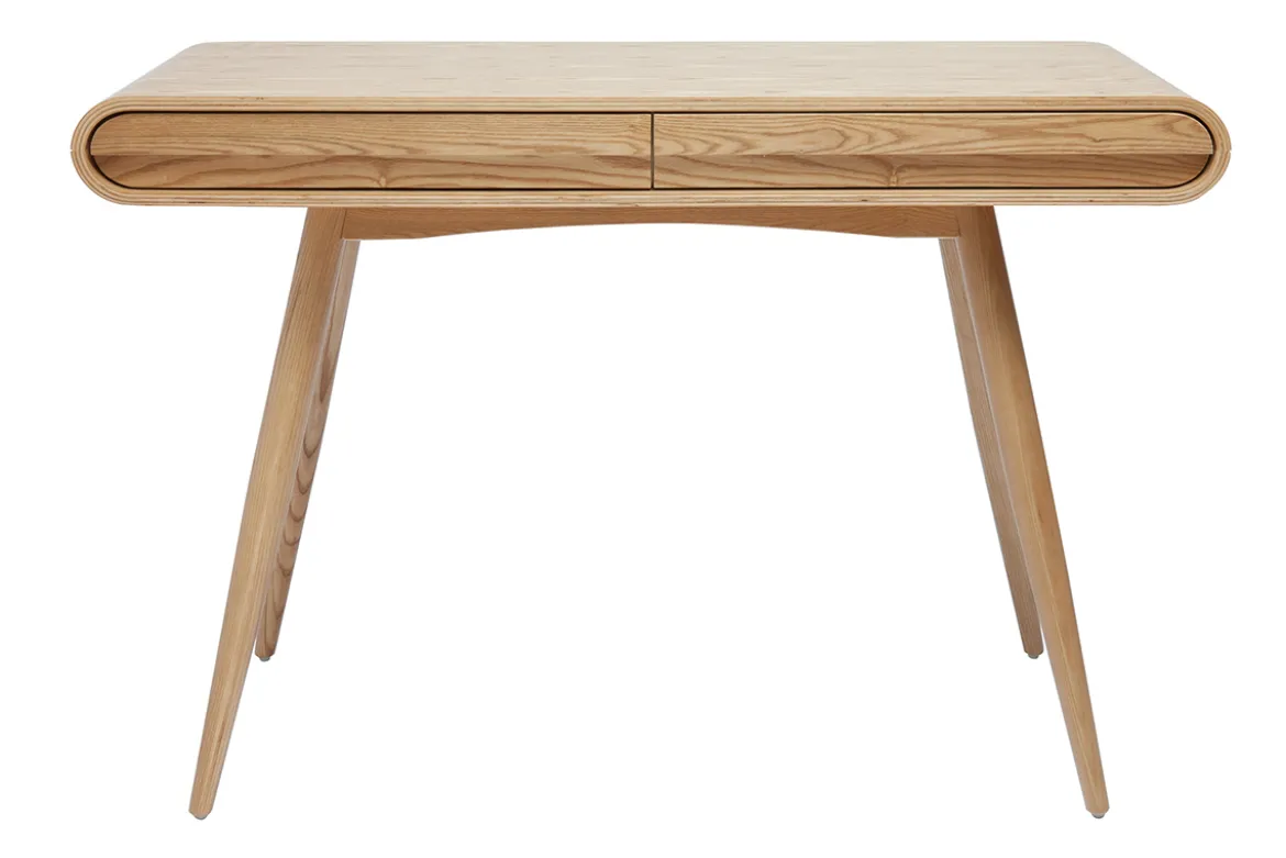 Bureau avec rangements 2 tiroirs scandinave bois clair L120 cm BJORG