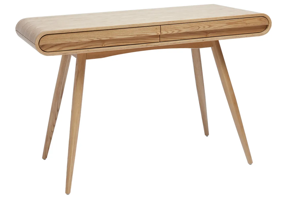 Bureau avec rangements 2 tiroirs scandinave bois clair L120 cm BJORG