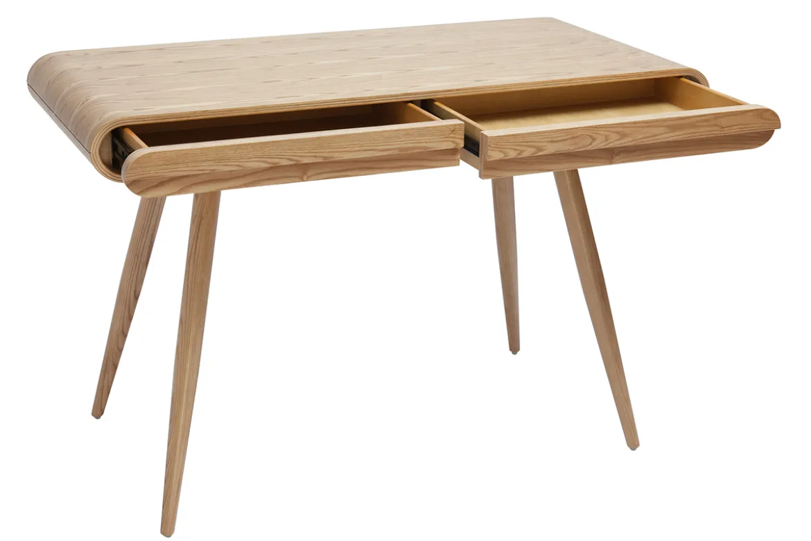 Bureau avec rangements 2 tiroirs scandinave bois clair L120 cm BJORG