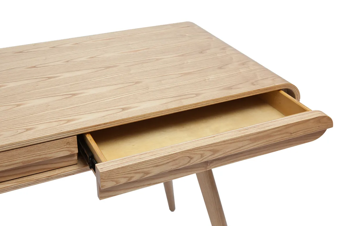 Bureau avec rangements 2 tiroirs scandinave bois clair L120 cm BJORG