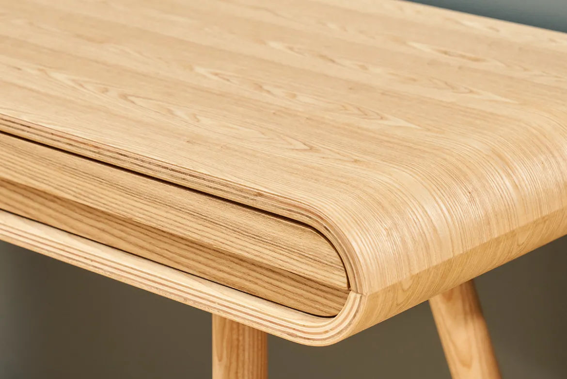 Bureau avec rangements 2 tiroirs scandinave bois clair L120 cm BJORG