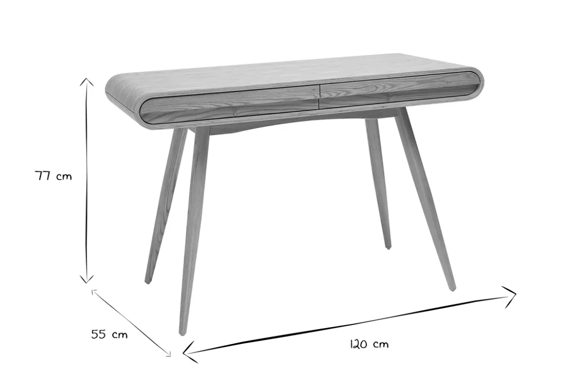 Bureau avec rangements 2 tiroirs scandinave bois clair L120 cm BJORG