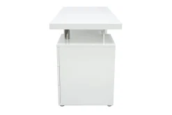 Bureau avec rangements 3 tiroirs design blanc laqué brillant L140 cm CALIX