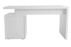 Bureau avec rangements 3 tiroirs design blanc laqué brillant L140 cm CALIX