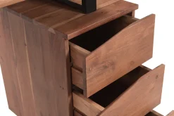 Bureau avec rangements 3 tiroirs industriel bois massif et métal noir L130 cm HORACE