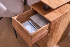 Bureau avec rangements 3 tiroirs industriel bois massif et métal noir L130 cm HORACE