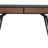Bureau avec rangements 2 tiroirs design noir mat et bois foncé noyer L120 cm TRIPOLI