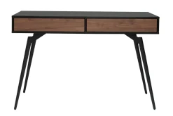 Bureau avec rangements 2 tiroirs design noir mat et bois foncé noyer L120 cm TRIPOLI