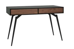 Bureau avec rangements 2 tiroirs design noir mat et bois foncé noyer L120 cm TRIPOLI
