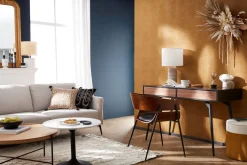 Bureau avec rangements 2 tiroirs design noir mat et bois foncé noyer L120 cm TRIPOLI