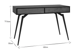 Bureau avec rangements 2 tiroirs design noir mat et bois foncé noyer L120 cm TRIPOLI