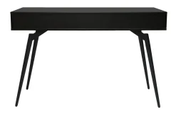 Bureau avec rangements 2 tiroirs design noir mat et bois foncé noyer L120 cm TRIPOLI