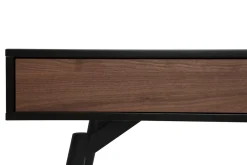 Bureau avec rangements 2 tiroirs design noir mat et bois foncé noyer L120 cm TRIPOLI