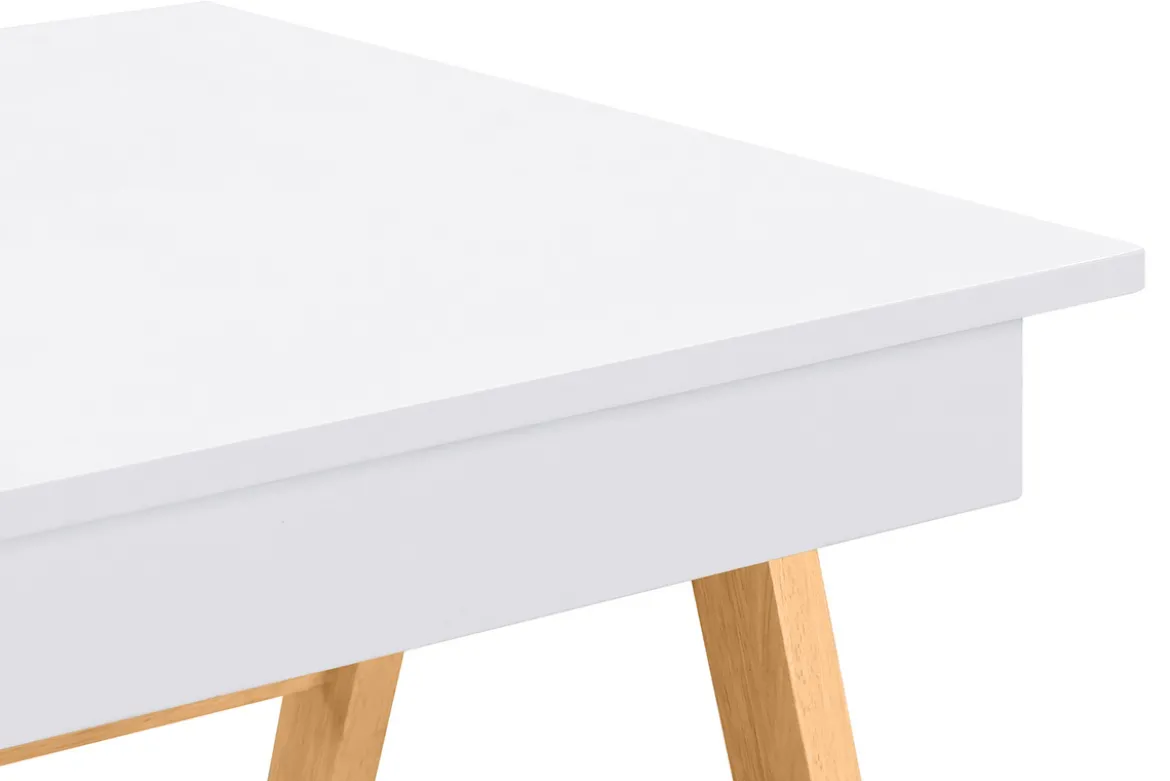 Bureau avec rangements 2 tiroirs scandinave blanc et bois clair chêne L120 cm BROOK