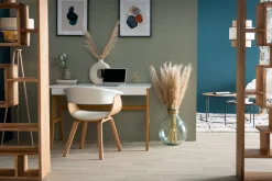 Bureau avec rangements 2 tiroirs scandinave blanc et bois clair chêne L120 cm BROOK