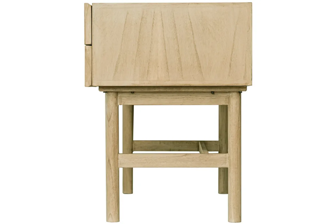 Bureau avec rangements 2 tiroirs bois clair et cannage rotin L120 cm GALINA