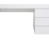 Bureau avec rangements 3 tiroirs scandinave blanc mat et bois clair frêne massif L130 cm ARMEL