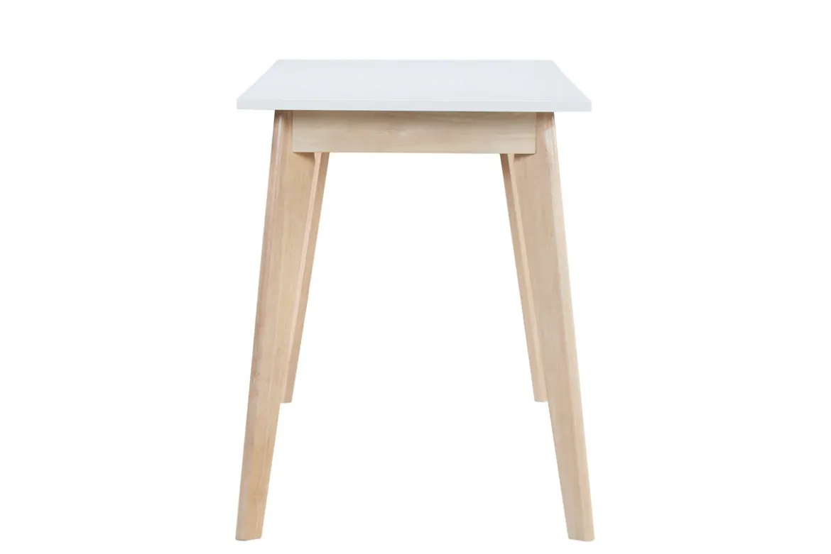 Bureau avec rangements 2 tiroirs scandinave blanc et bois clair L160 LEENA