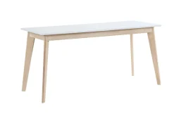 Bureau avec rangements 2 tiroirs scandinave blanc et bois clair L160 LEENA