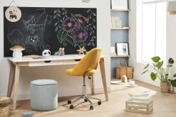 Bureau avec rangements 2 tiroirs scandinave blanc et bois clair L160 LEENA
