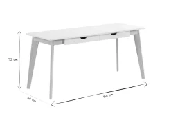 Bureau avec rangements 2 tiroirs scandinave blanc et bois clair L160 LEENA