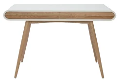 Bureau avec rangements 2 tiroirs scandinave bois clair et blanc L120 cm BJORG