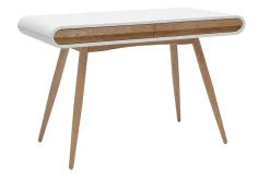 Bureau avec rangements 2 tiroirs scandinave bois clair et blanc L120 cm BJORG