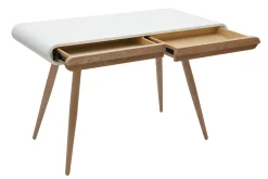 Bureau avec rangements 2 tiroirs scandinave bois clair et blanc L120 cm BJORG