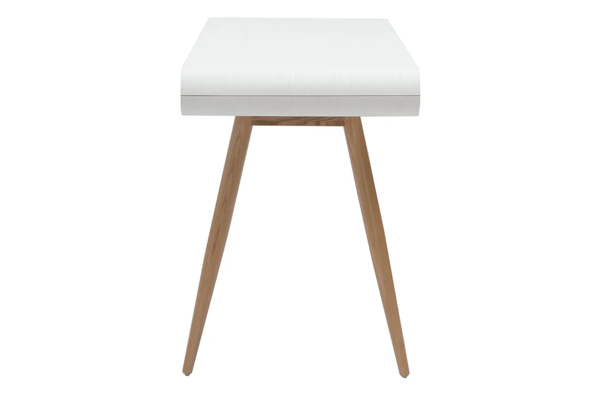 Bureau avec rangements 2 tiroirs scandinave bois clair et blanc L120 cm BJORG