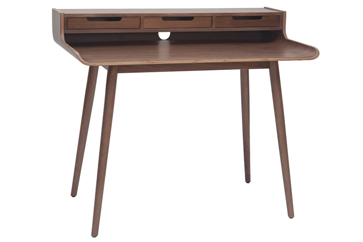 Bureau avec rangements vintage bois foncé noyer L110 cm OPUS
