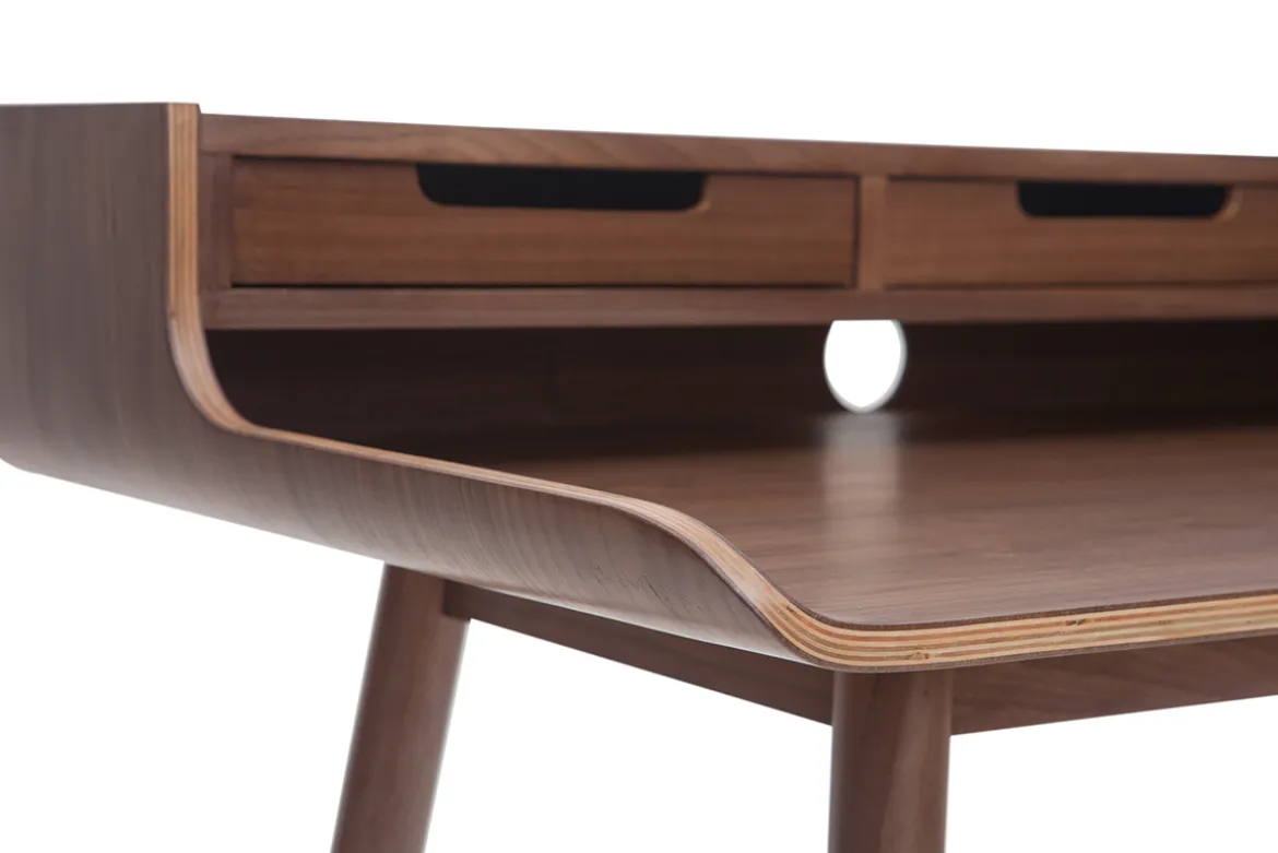 Bureau avec rangements vintage bois foncé noyer L110 cm OPUS